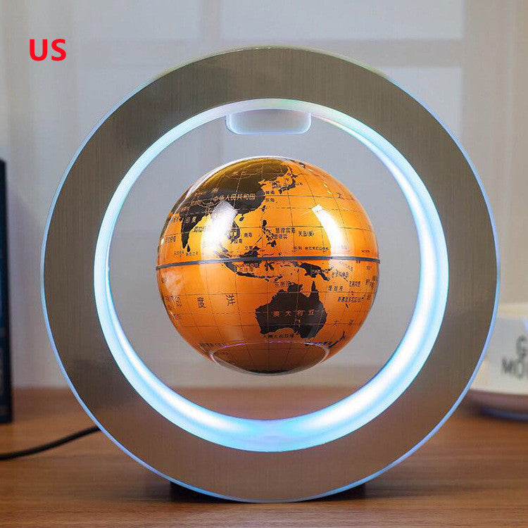 Round LED World Map Floating Globe - Magnetic Levitation Anti-Gravity Light for Home Décor